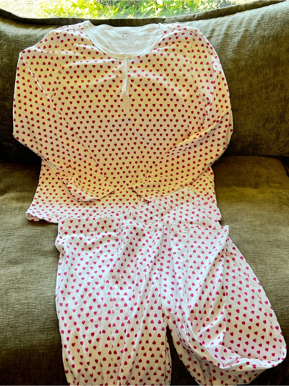 Roller Rabbit Hearts Pajama Set Pink White Size S - Picture 5 of 8
